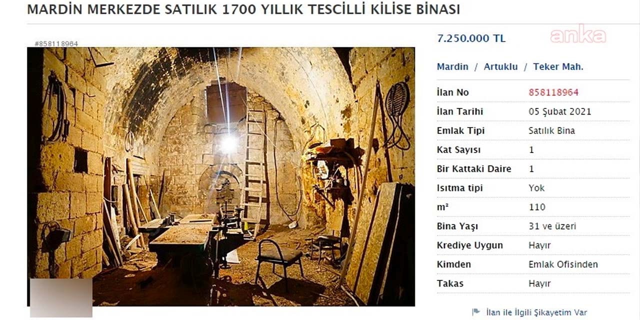 Mardin'deki Süryani kilisesi internetten satışa çıkarıldı