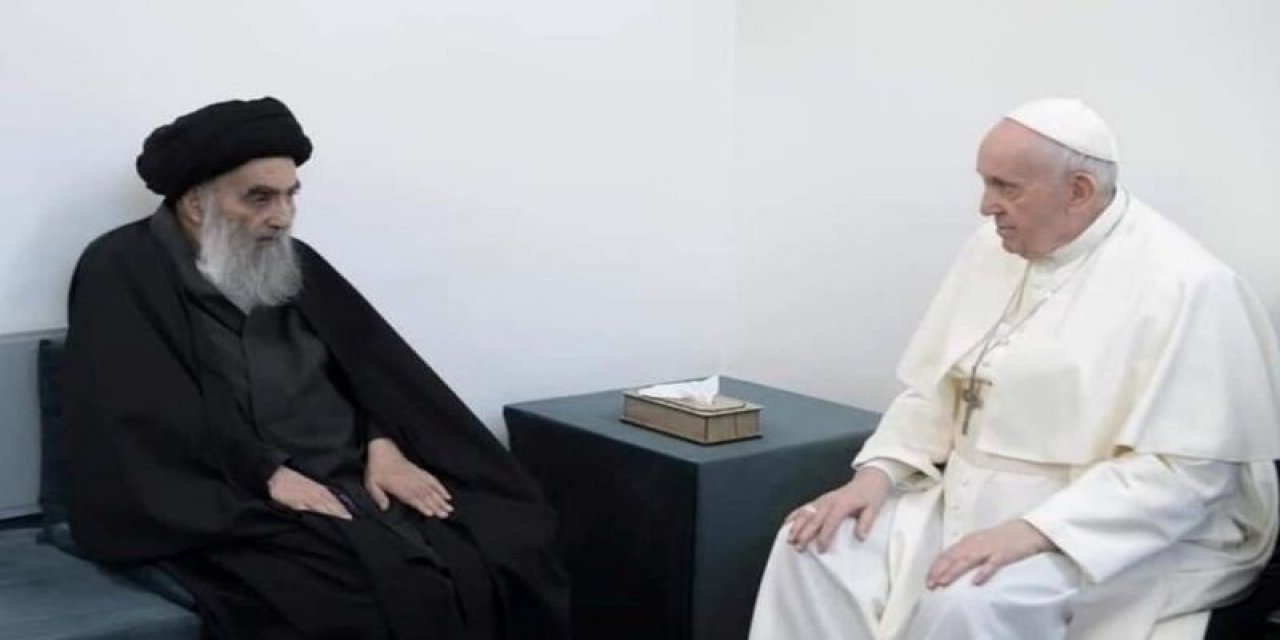 Papa, Irak'ta Şii lider Ayetullah El Sistani ile görüştü