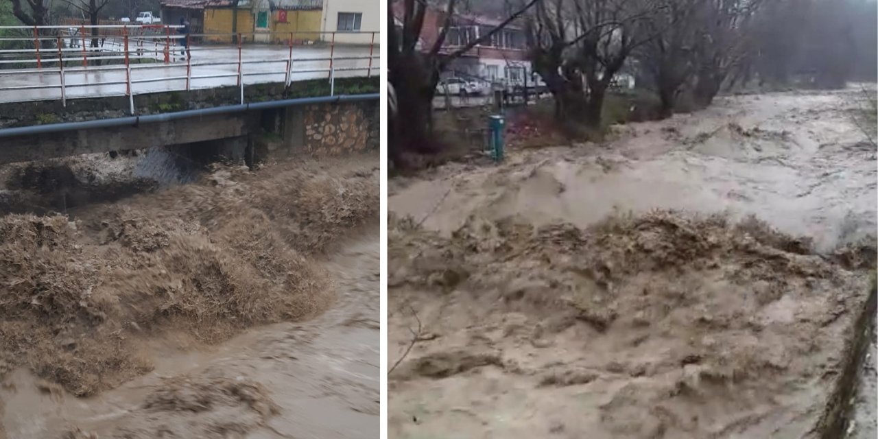 Bursa'da sağanak yağış: Dereler taşma noktasına geldi