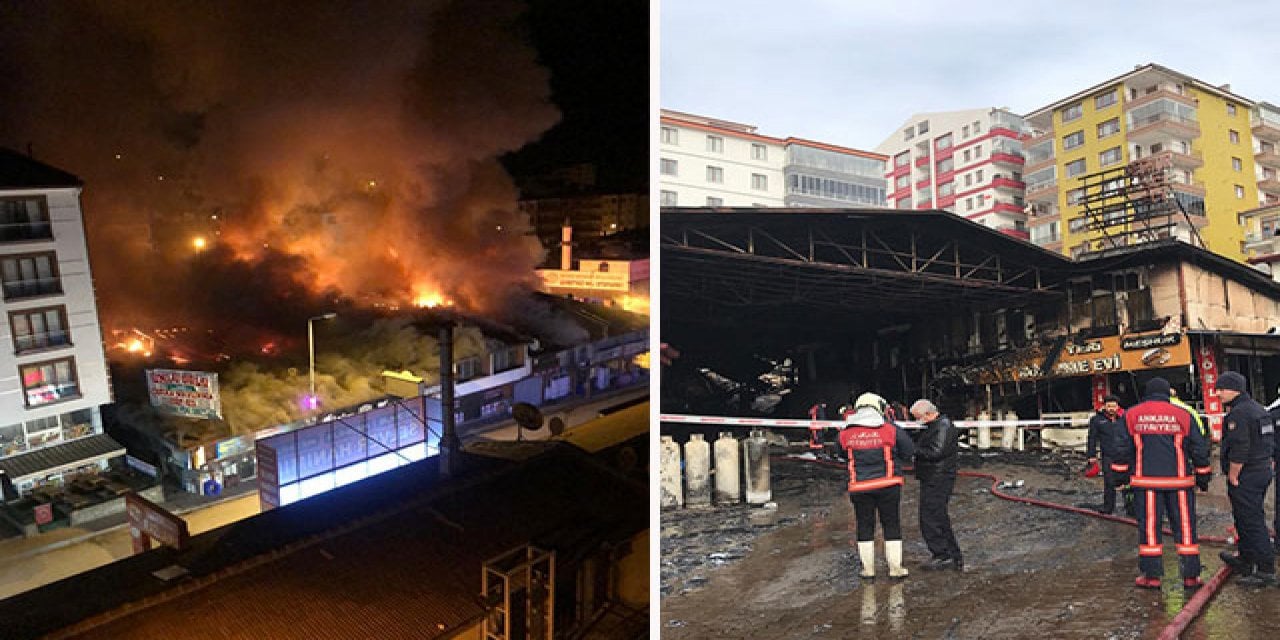 Kızılcahamam'daki yangında 20 iş yeri yandı