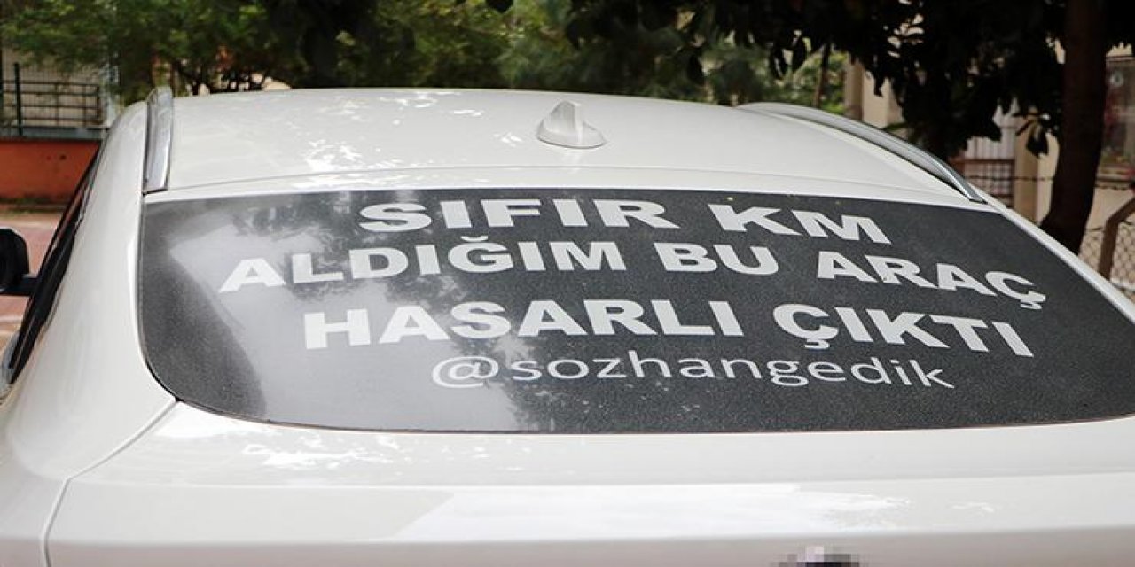 Sıfır kilometre lüks cipe 'Hasarlı çıktı' yazısı astı, Türkiye'yi dolaşıyor