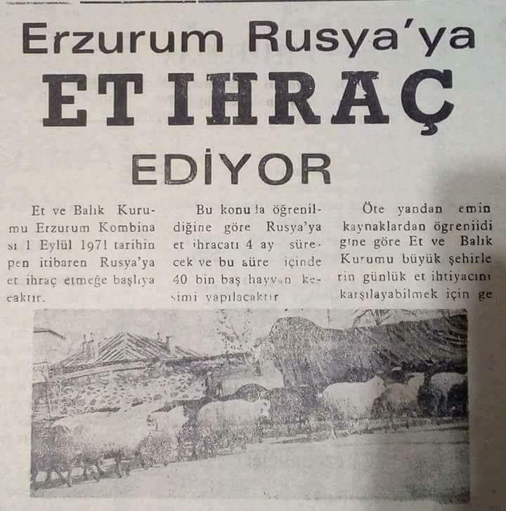 Erzurum'dan Rusya'ya et ihracatı: 1971'deki gazete küpürü nereden nereye dedirtti...