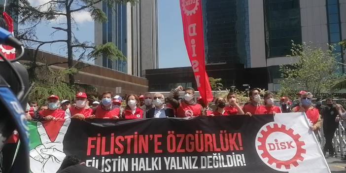 DİSK'ten Filistin ile dayanışma eylemi: İsrail ile her türlü ilişki kesilsin