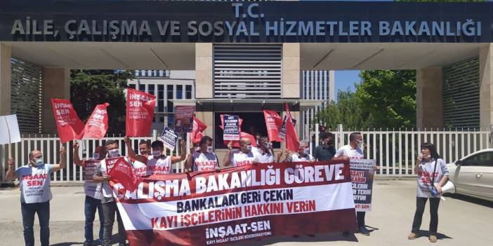 Kayı İnşaat işçilerinden Çalışma Bakanlığı önünde eylem: Öncelik işçilere