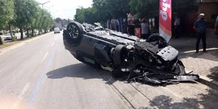 İlker Aksum'un otomobili takla attı