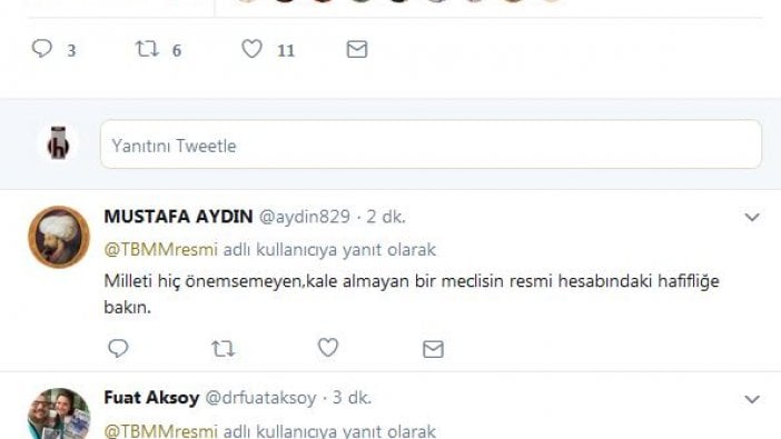 TBMM twitter hesabından ilginç bir paylaşım yaptı