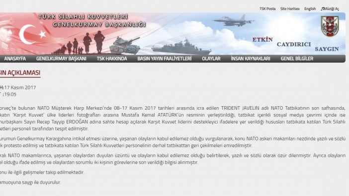 TSK'dan NATO açıklaması: Olayla ilgili 2 kişinin görevine son verildi