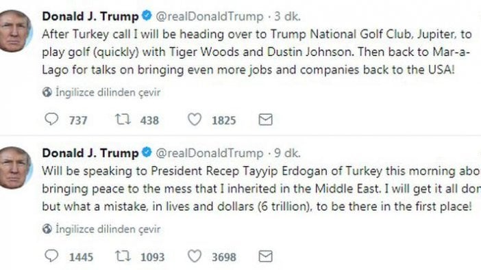 Trump'tan Erdoğan tweeti