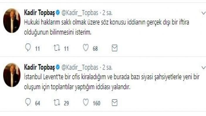 Kadir Topbaş'tan 'yeni oluşum' iddialarına ilişkin açıklama