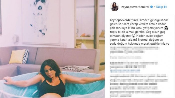 Zeynep Demirel suda doğum fotoğrafını paylaştı