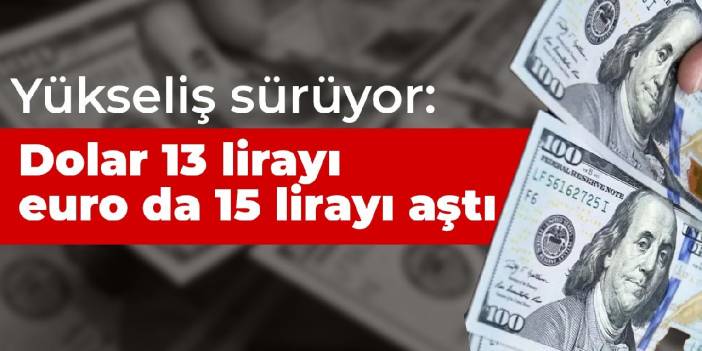 Yükseliş sürüyor: Dolar 13 lirayı euro da 15 lirayı aştı