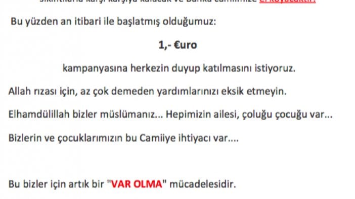 Türk camisine Alman bankası el koyabilir!