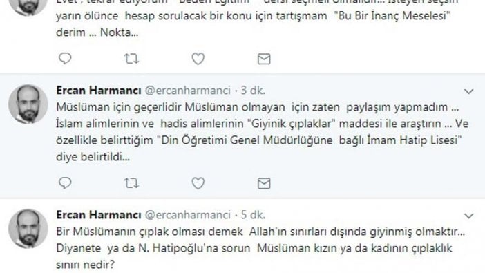 "Eşofman giyen kız öğrenci zina yapmıştır" diyen öğretmene soruşturma başlatıldı!