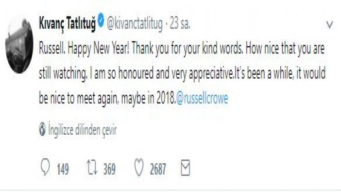 Russel Crowe'dan Kıvanç Tatlıtuğ'a övgü!