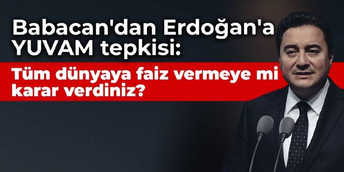 Babacan'dan Erdoğan'a YUVAM tepkisi: Tüm dünyaya faiz vermeye mi karar verdiniz?