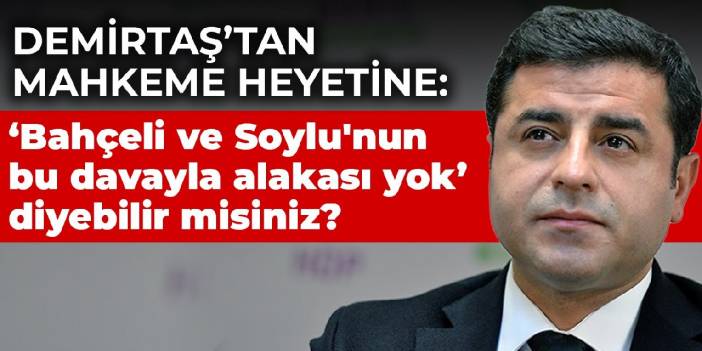 Demirtaş'tan mahkeme heyetine: Bahçeli ve Soylu'nun bu davayla alakası yok diyebilir misiniz?