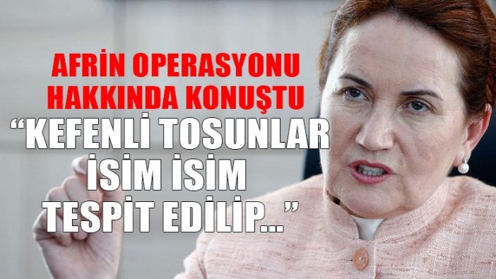 Meral Akşener'den "Afrin" açıklaması: Kefenli tosunlar operasyonda başrolde olsun