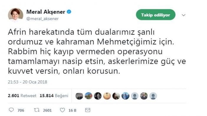 Meral Akşener'den "Zeytin Dalı Harekatı" ile ilgili açıklama