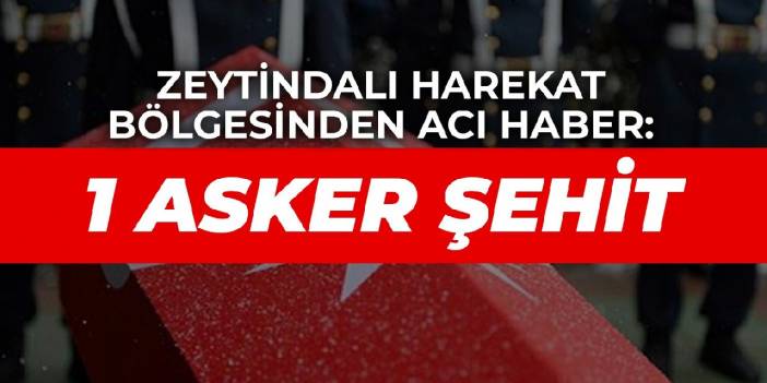 Zeytindalı harekat bölgesinden acı haber: 1 asker şehit