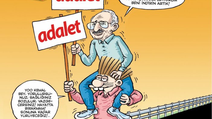 Kılıçdaroğlu, Bezgin Bekir'in omuzlarında! İşte Leman'ın 'Adalet Yürüyüşü' kapağı...