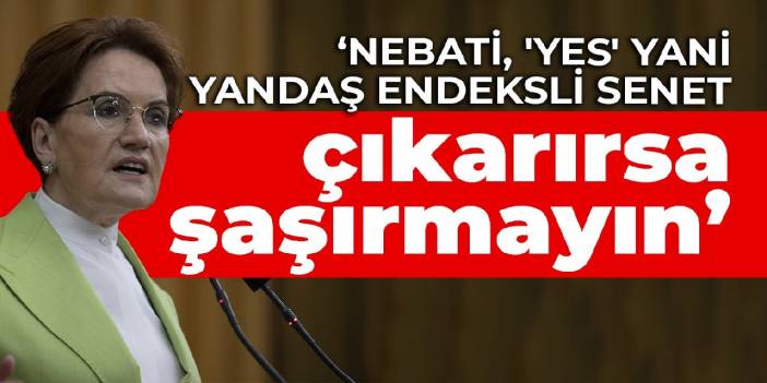 Akşener: Nebati, 'YES' yani Yandaş Endeksli Senet çıkarırsa şaşırmayın