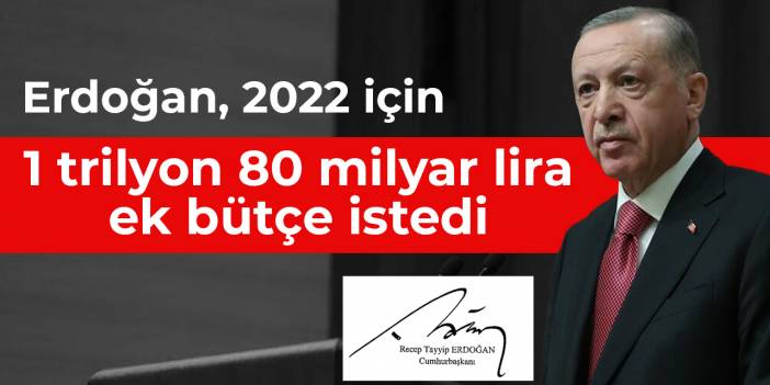 Erdoğan, 2022 bütçesi için 1 trilyon 80 milyar lira ek istedi