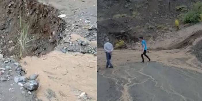 Elazığ'da sağanak yağış nedeniyle yol çöktü