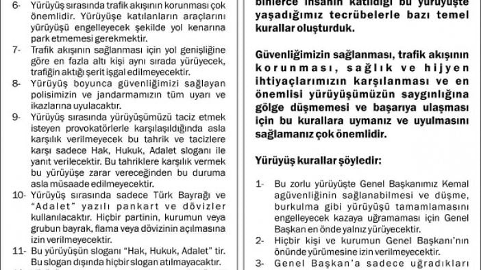 12 maddelik 'Adalet Yürüşü' genelgesi