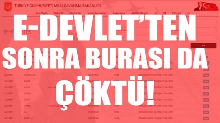 E-Devlet'ten sonra bu sisteme girdiler! Milli Savunma Bakanlığı'nın sitesi de çöktü