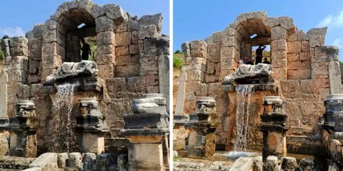 Antik çeşmeden 1800 yıl sonra su aktı