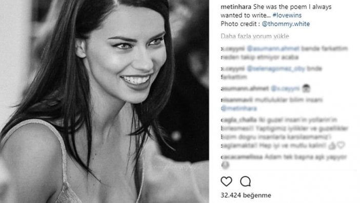 Metin Hara’dan romantik Adriana Lima paylaşımı