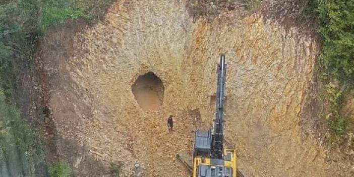 Ordu'da yol çalışmasında yer altı mağarası bulundu