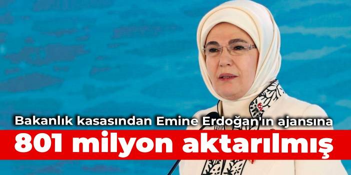 Bakanlık kasasından Emine Erdoğan'ın ajansına 801 milyon aktarılmış