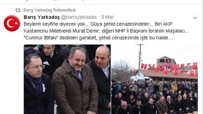 "AKP'li vekil şehit cenazesinde kahkaha atıyordu"