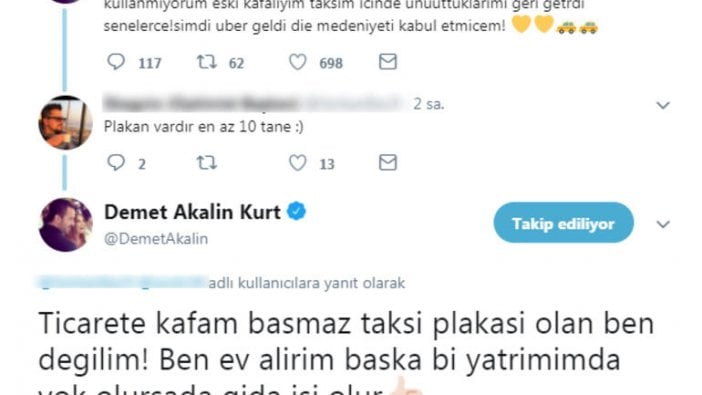 Demet Akalın Uber-sarı taksi arasındaki tartışmaya dahil oldu: Medeniyeti kabul etmeyeceğim...