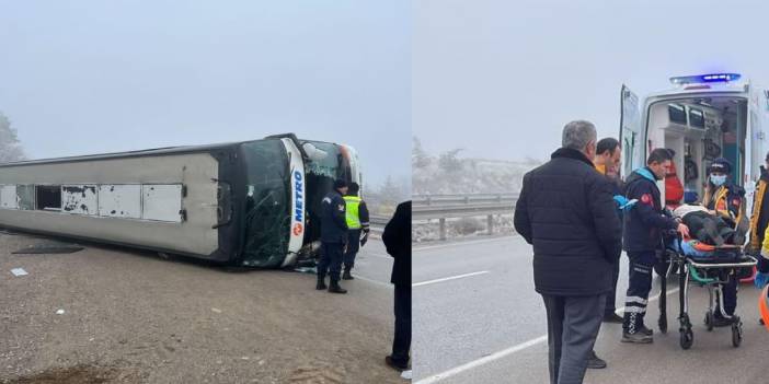 Ankara'da yolcu otobüsü devrildi