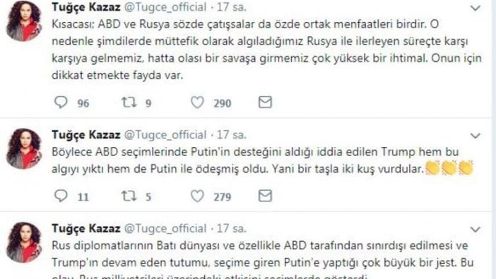 Tuğçe Kazaz'dan Rusya uyarısı