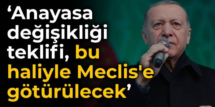 Erdoğan'dan anayasa teklifi açıklaması: Bu haliyle Meclis'e götüreceğiz