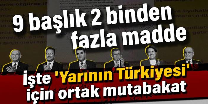 9 başlık 2 binden fazla madde: İşte 'Yarının Türkiyesi' için ortak mutabakat