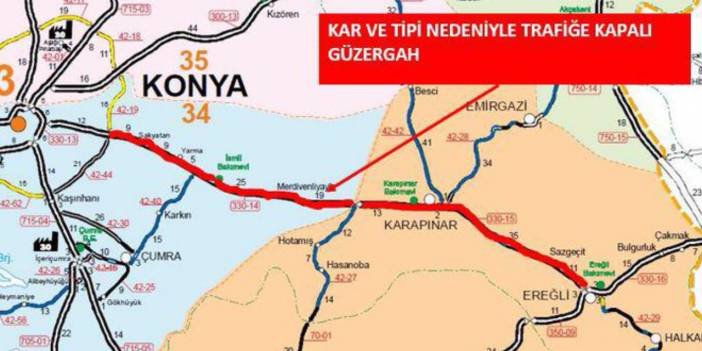 Konya-Ereğli Yolu trafiğe kapatıldı