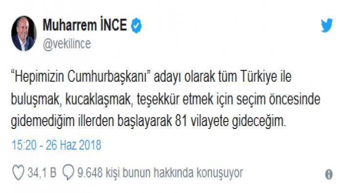 Muharrem İnce'den açıklama