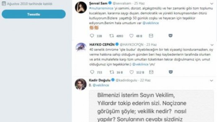 Muharrem İnce, o tweet’lere kayıtsız kalmadı