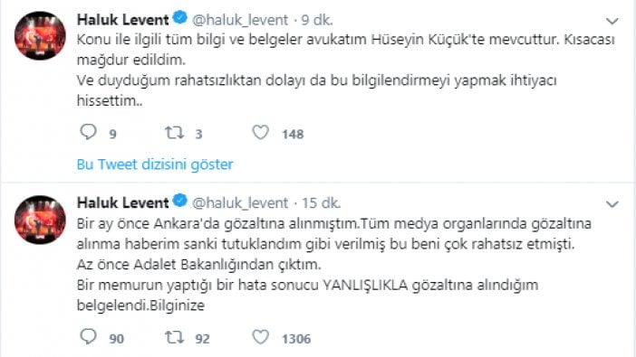 Haluk Levent ‘yanlışlıkla’ gözaltına alınmış