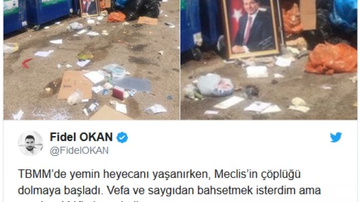 Davutoğlu portresi Meclis çöplüğünde