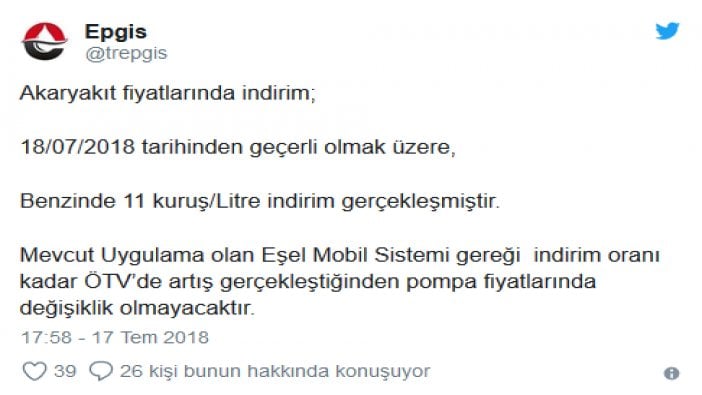 Benzine indirim geldi ama yansımadı