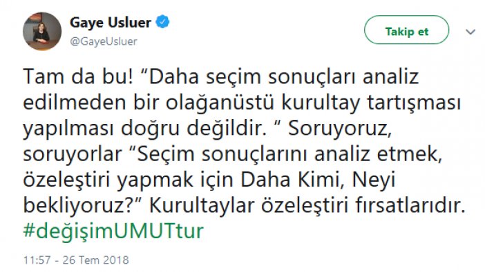 Gaye Usluer: Başkanların açıklaması şahsidir, örgütümüzün görüşü değildir