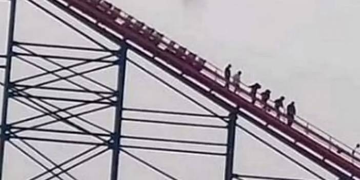 Lunaparkta korku dolu anlar: Metrelerce yüksekte asılı kaldılar