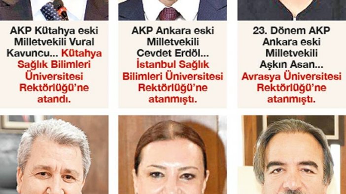 AKP’li eski vekiller tek tek rektör oluyor