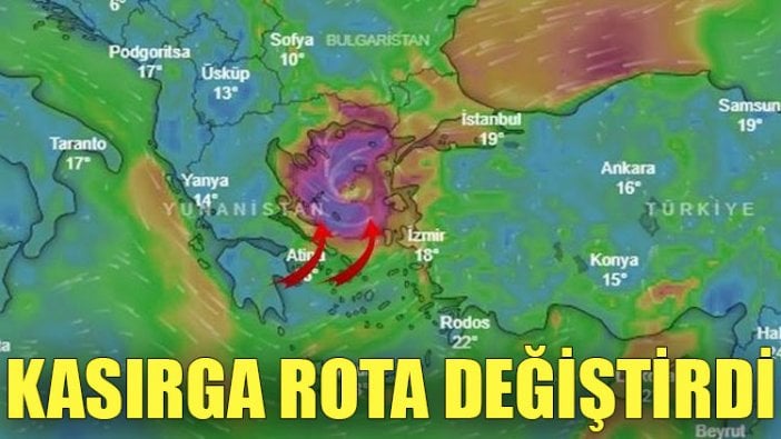 Kasırga rota değiştirdi