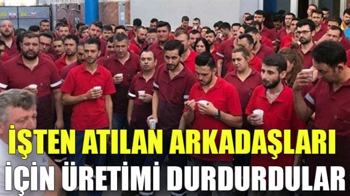 İşten atılan arkadaşları için üretimi durdurdular